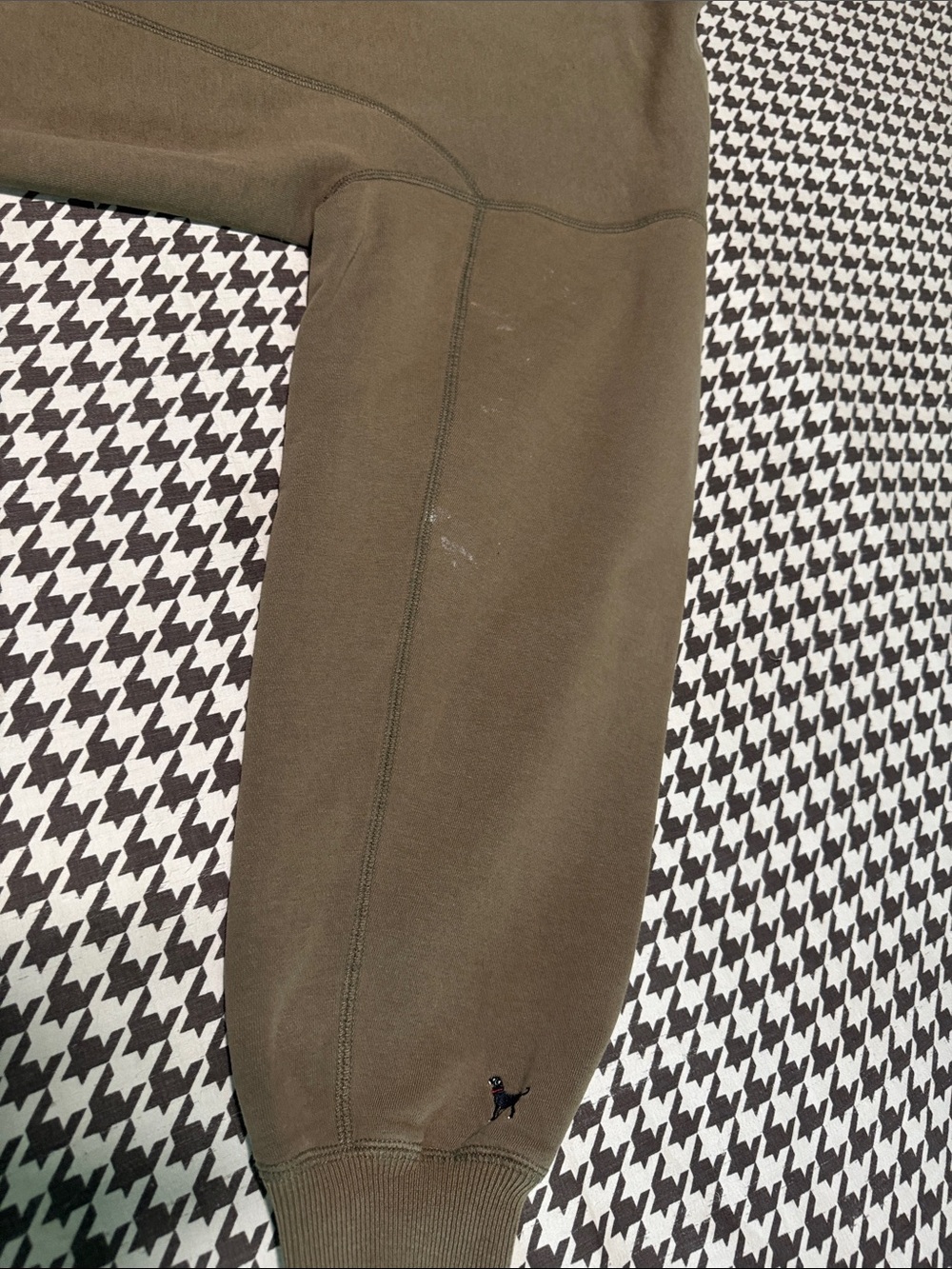 Men's Olive Crewneck Sweatshirt with Black Dog Graphic - Picture 2 of 5